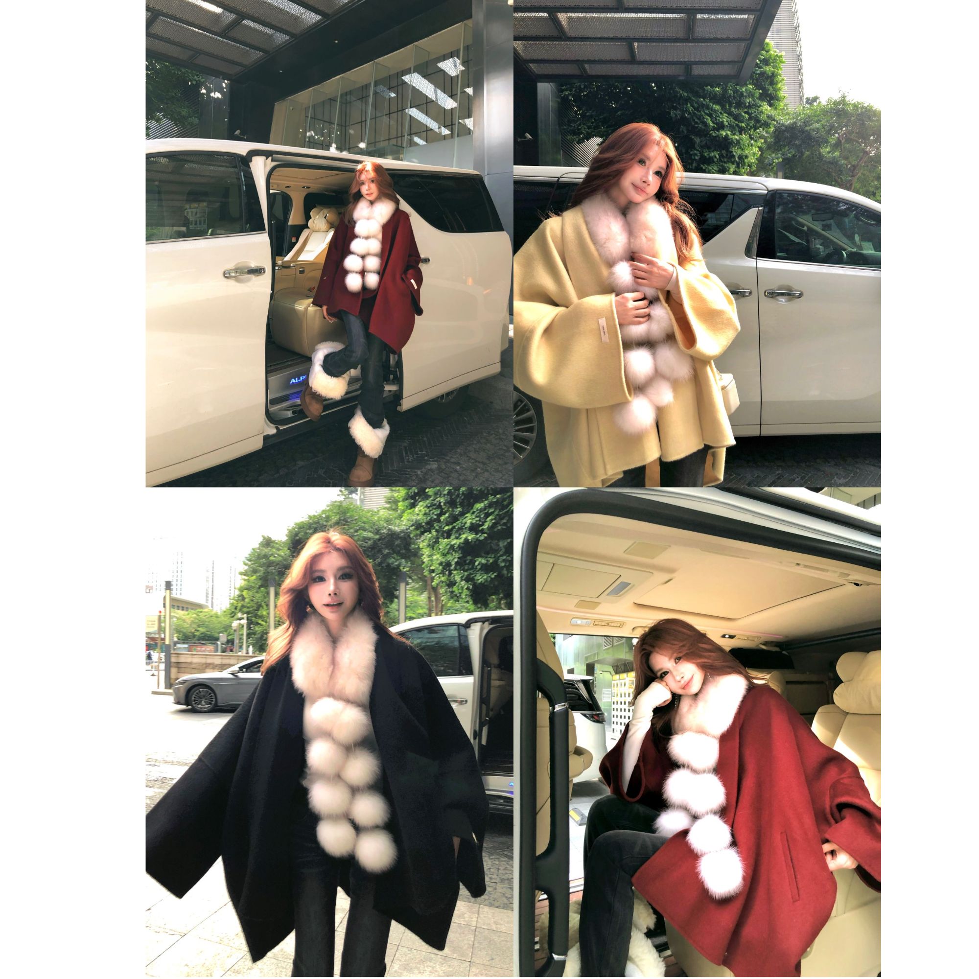 婉君【南洋千金】重工“羊毛+耗牛绒”斗篷双面毛呢外套LWJ25D4C3740