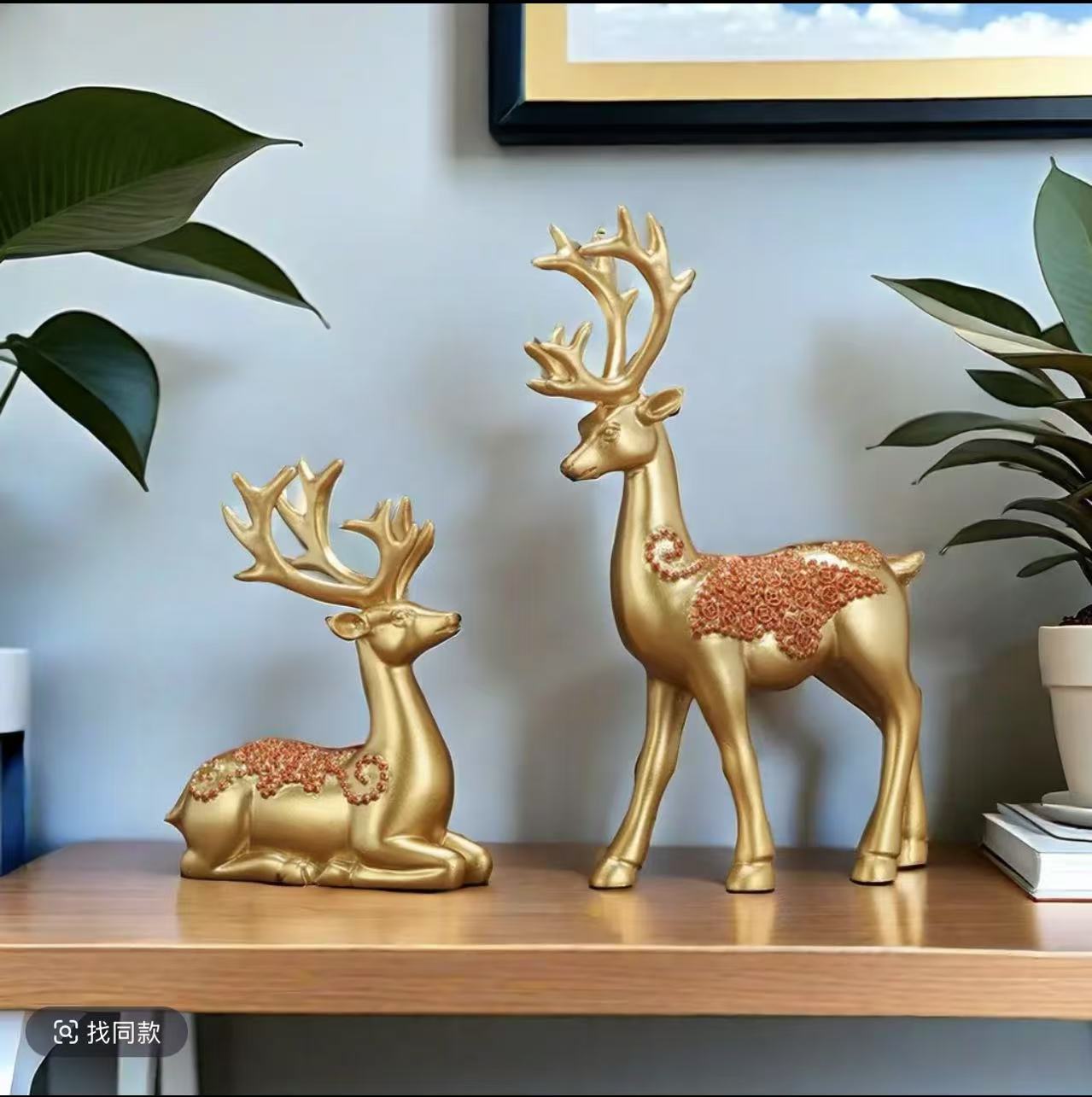 创新中式麋鹿摆件家居客厅装饰品吸引客人的民宿摆件房间装饰用品