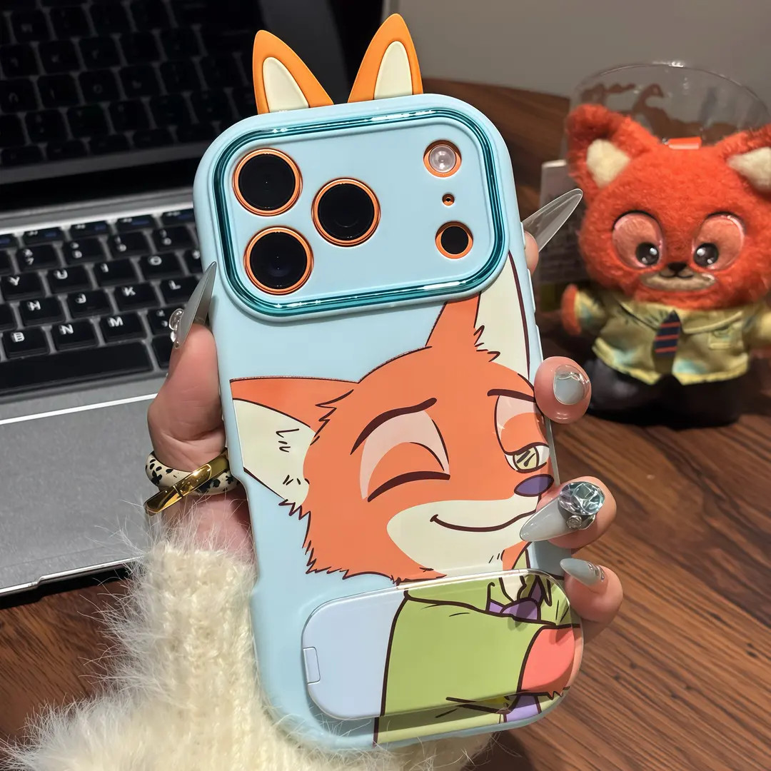 贴贴疯狂动物朱迪尼克耳朵支架适用苹果17/16华为苹果手机壳全包