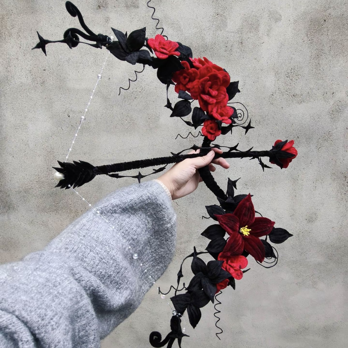 【美美】荆棘玫瑰弓箭扭扭棒手工diy材料包手持棒装饰礼物