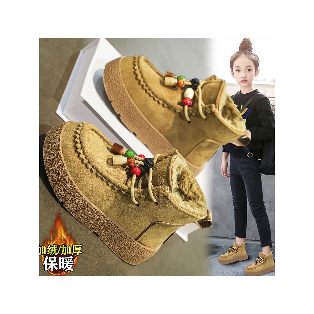 童鞋女童鞋冬季2025新款儿童加绒保暖雪地靴中大童女孩短筒靴