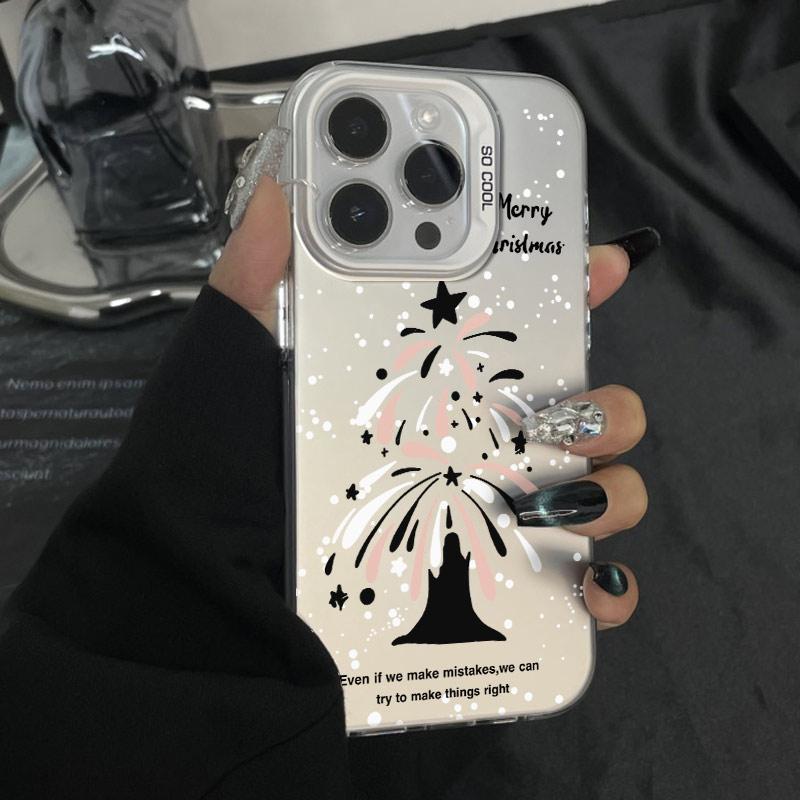 欧美烟花圣诞树适用iPhone16苹果15promax小众14手机壳13彩银