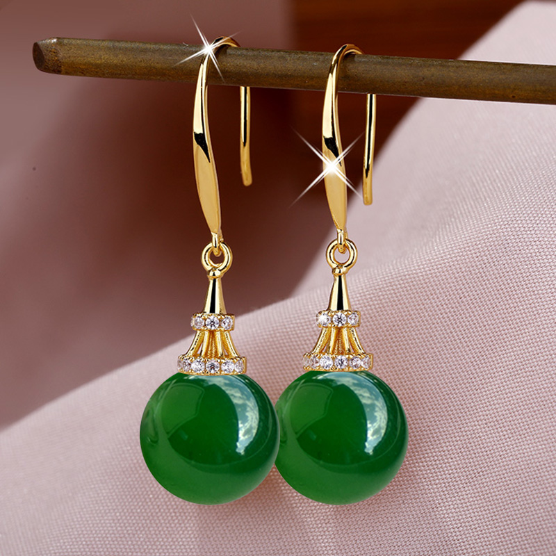 天然玛瑙耳环S925纯银耳钩款配饰气质古风耳坠送妈妈礼物轻奢首饰