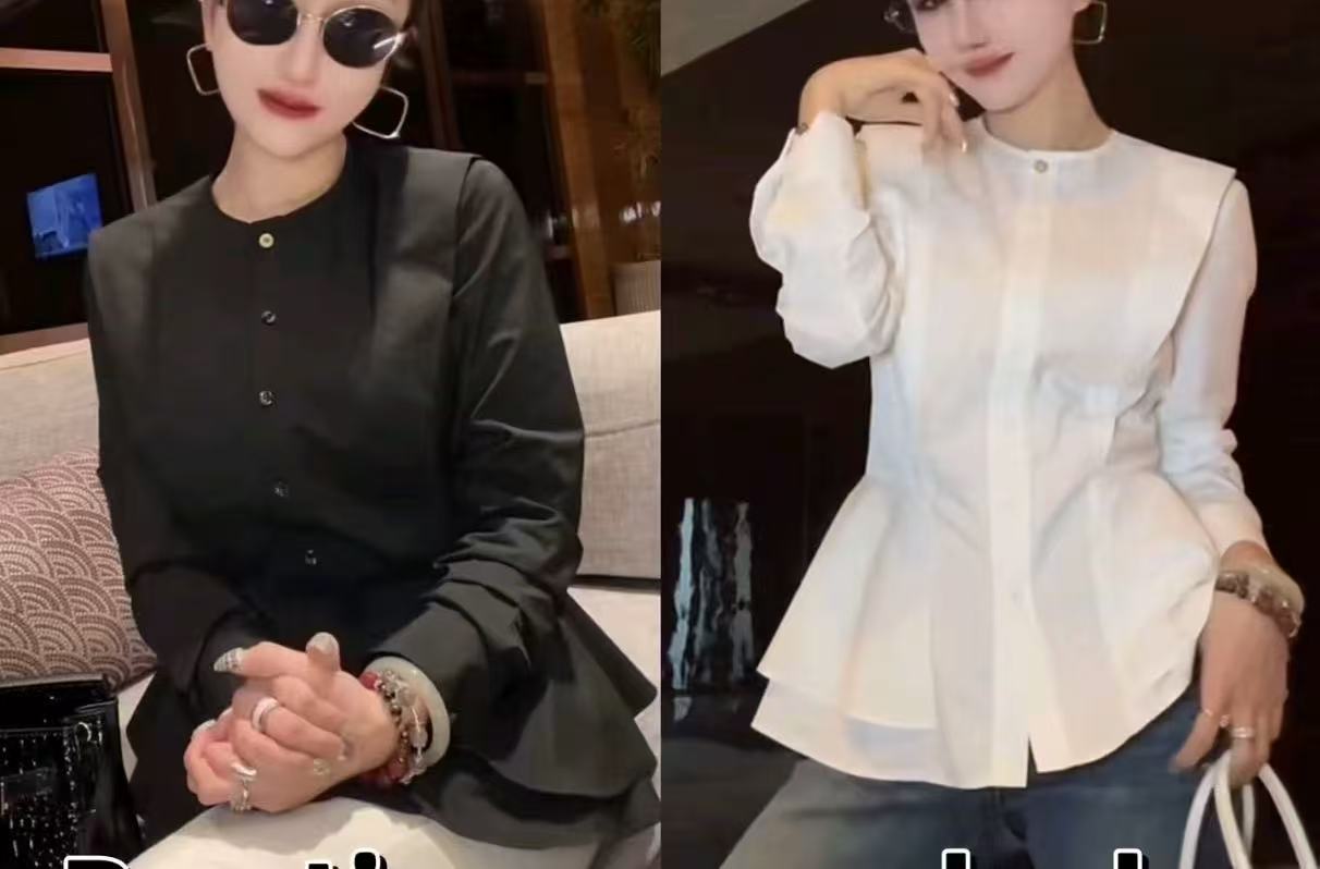 PDM-3566长袖衬衫荷叶边修身型收腰型气质显瘦洋气百搭上衣