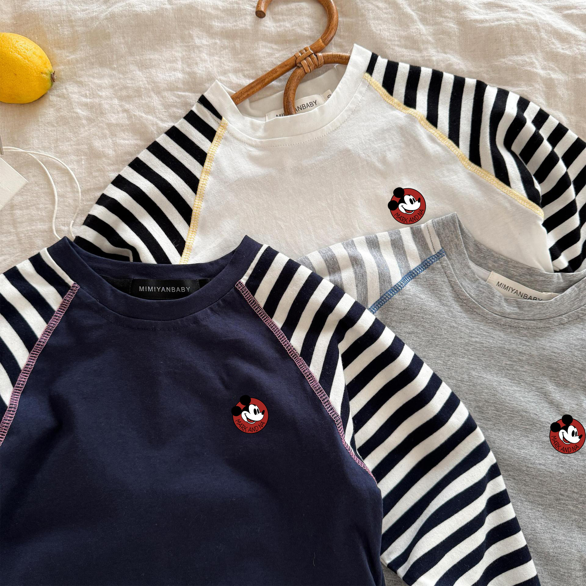 男童长袖t恤纯棉春秋季卡通条纹插肩袖上衣儿童宝宝打底拼接洋气