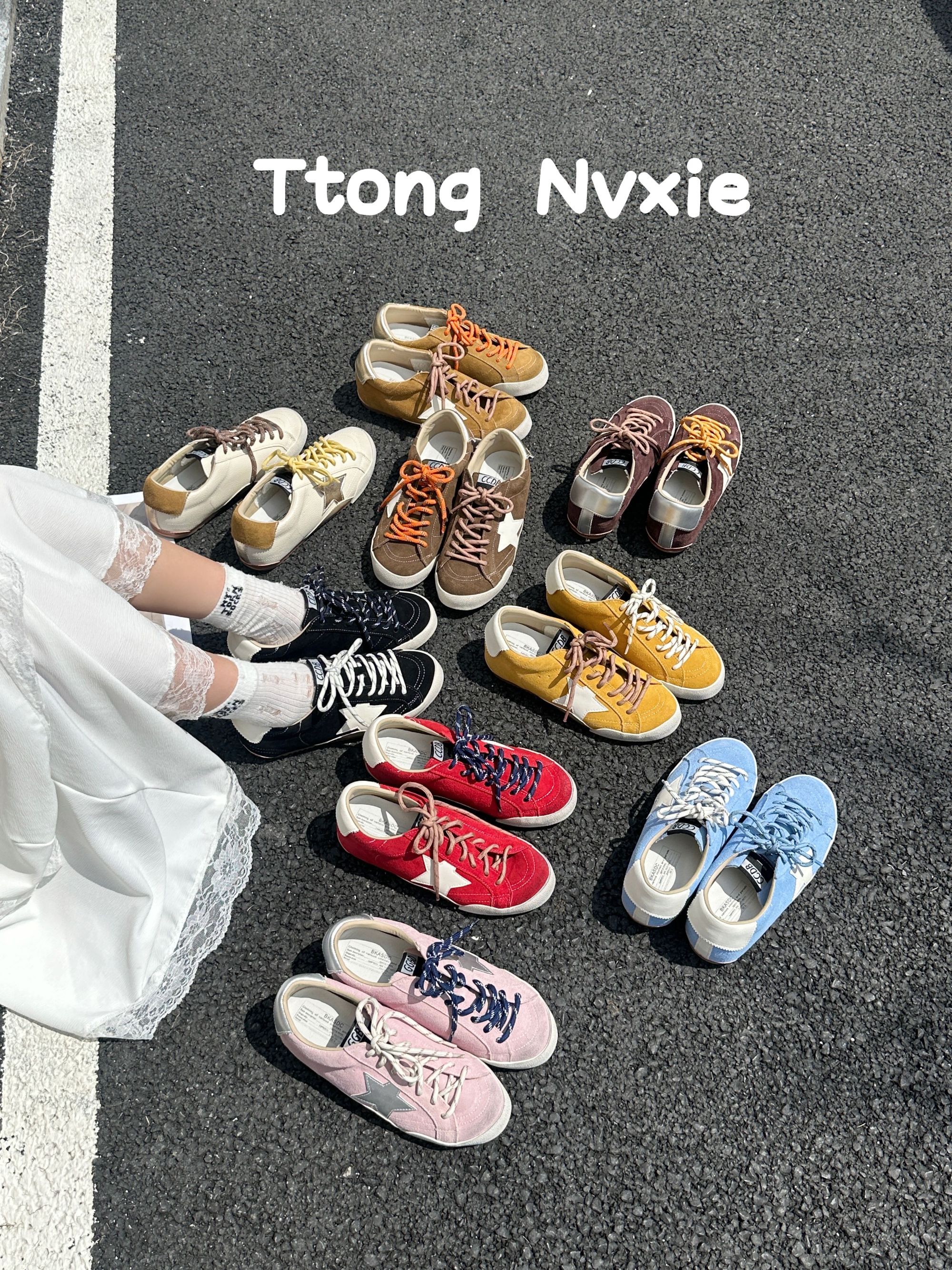 牛皮复古休闲百搭德训鞋女2025新款做旧星星脏脏鞋内增高板鞋女