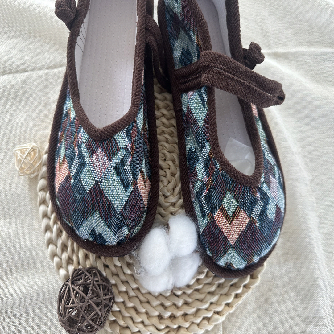 【棕色格子】纯手工制作透气