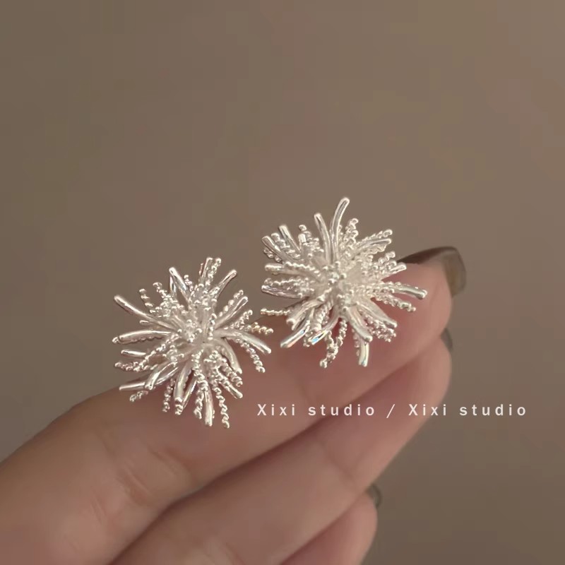 轻奢高级感烟花耳环2025新款爆款小众设计感耳饰时尚气质百搭耳钉