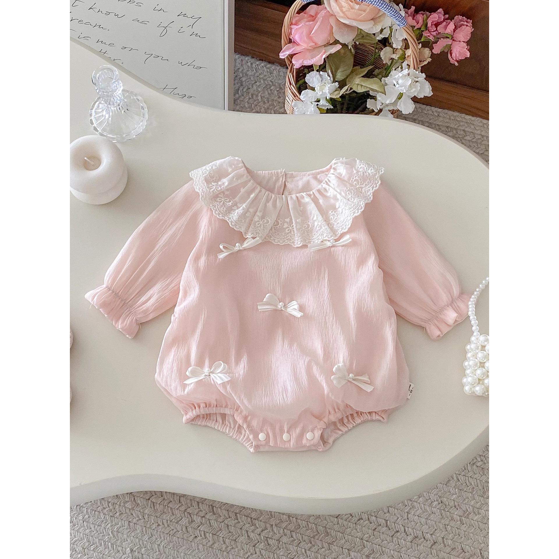 FAVMARTHA婴儿秋装衣服新生儿女宝宝连体衣超萌公主满月百天哈衣