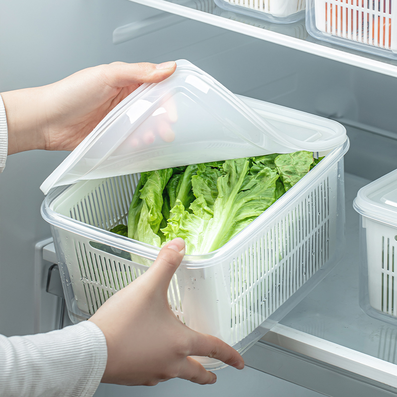 冰箱收纳盒水果蔬菜肉类沥水厨房食品级冷藏冷冻密封食物保鲜盒子