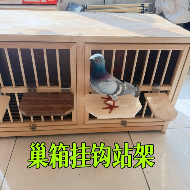 鸽子巢箱配对笼专用松木挂钩站架巢箱雪糕型竹木挂钩站架