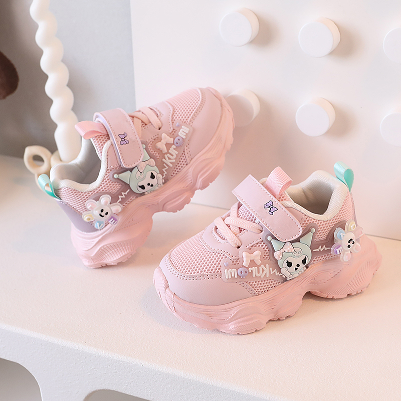 库洛米女童鞋子秋季开学运动鞋甜美舒适网红爆款透气双网鞋公主鞋