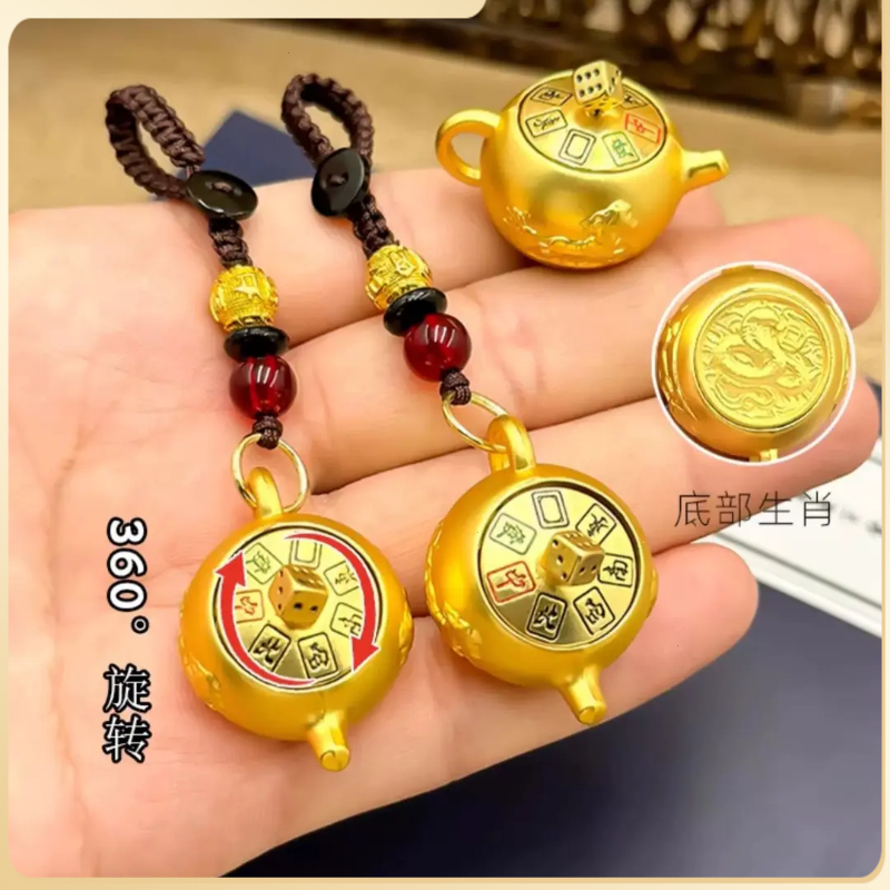 【铜万福】十二生肖把把壶手把件马上胡可旋转盖子钥匙扣麻将神器