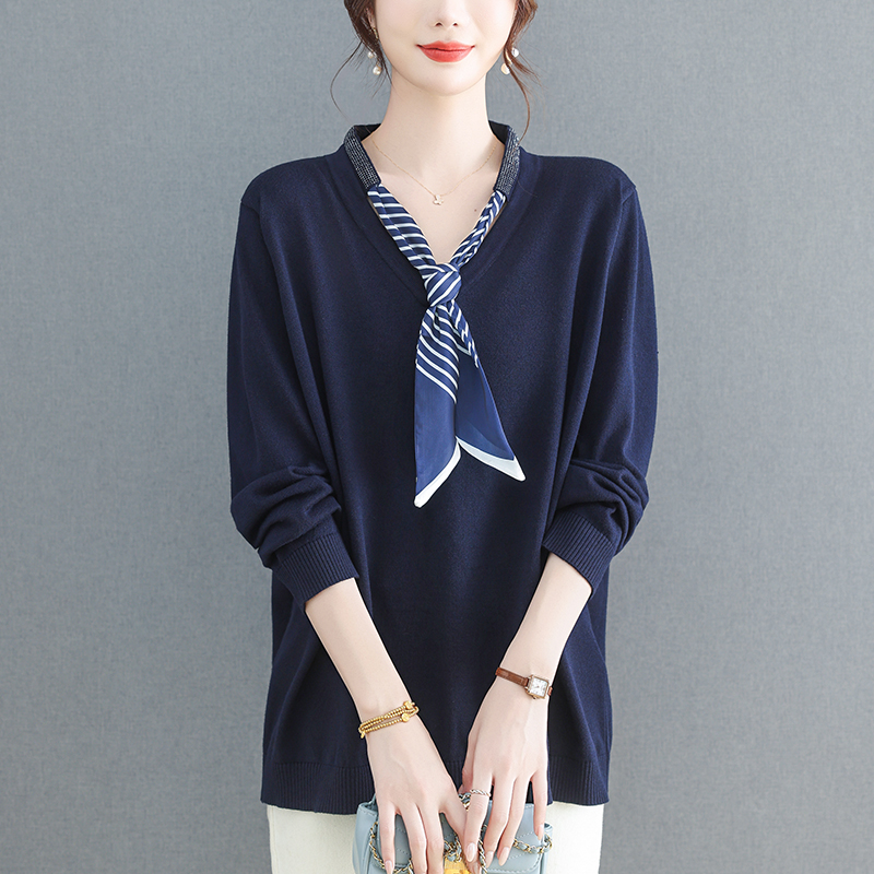 别致设计感上衣女春秋装2025新款大码针织衫宽松显瘦洋气外穿毛衣