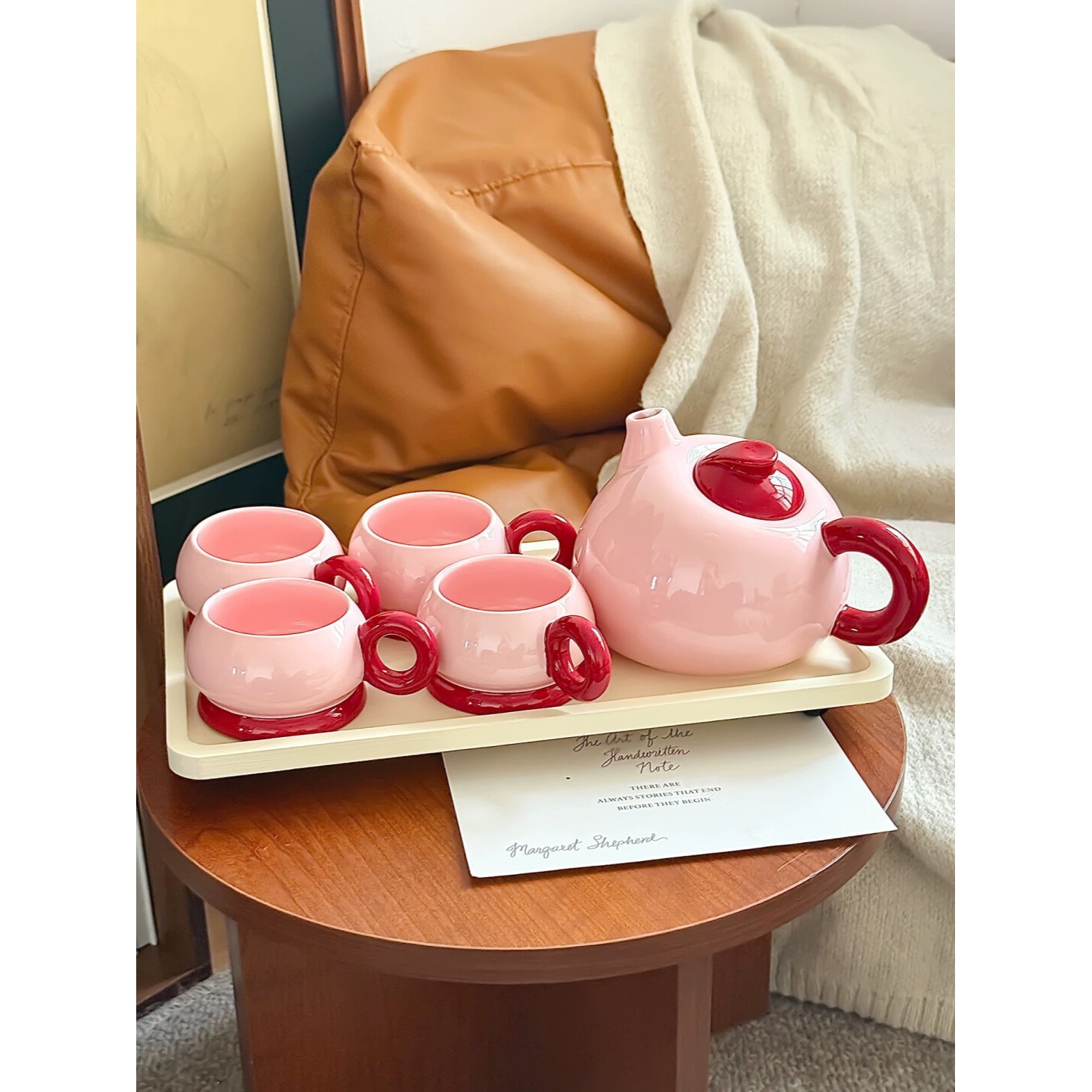 MOMO可爱小红帽系列高颜值釉下彩陶瓷水具茶壶套装家用客厅乔迁