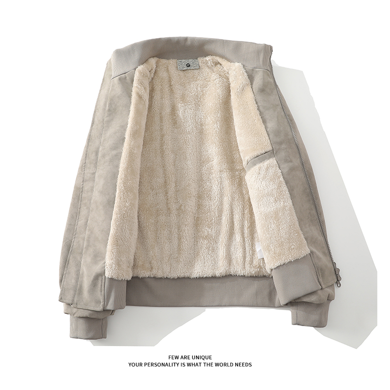 cleanfit短款扎染皮衣棉服男冬加绒保暖美式飞行夹克加厚棉衣外套