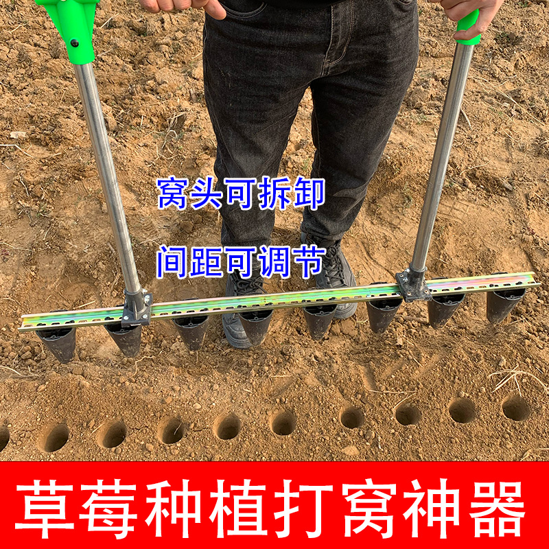 栽草莓苗打孔器农用打眼土壤打圆孔神器打洞工具秧苗栽种专用种植