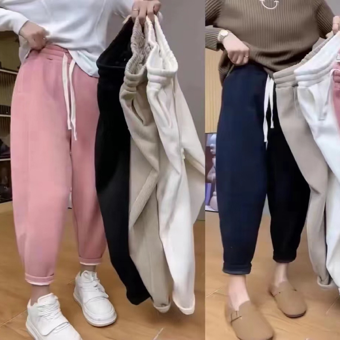 冬款上新加绒加厚奶奶萝卜裤2025新款网红保暖高腰冬季百搭时尚