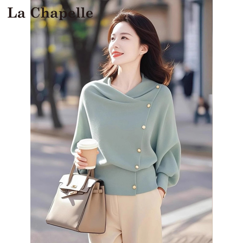 拉夏贝尔针织衫女款爆款2025新款春秋慵懒风上衣别致独特漂亮小衫