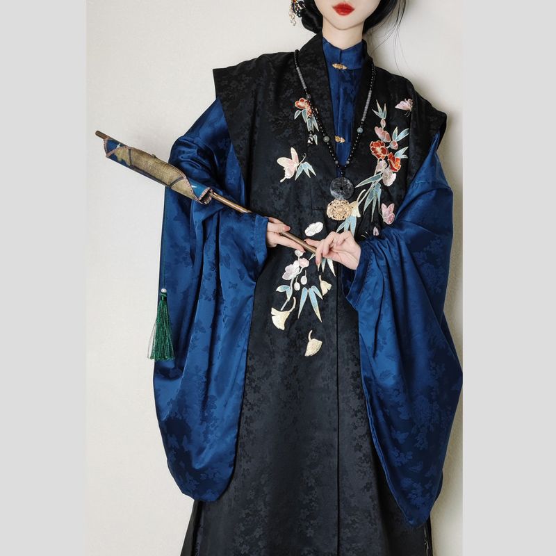 星灵古韵新款原创明制汉服女全套新款晚明包肩比甲长款对襟合领