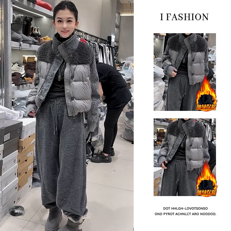 高级感韩版时尚套装女2025年冬季新款百搭宽松外套长裤长裤两件套