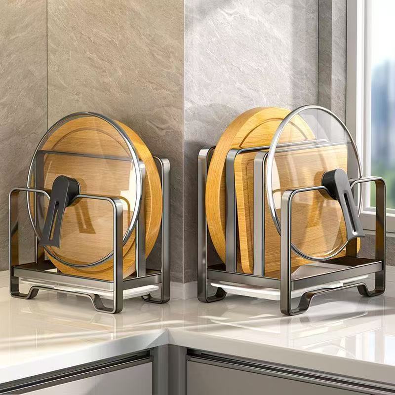 厨房菜板架台面砧板放置架多功能一体置物架案板锅盖多层收纳架子