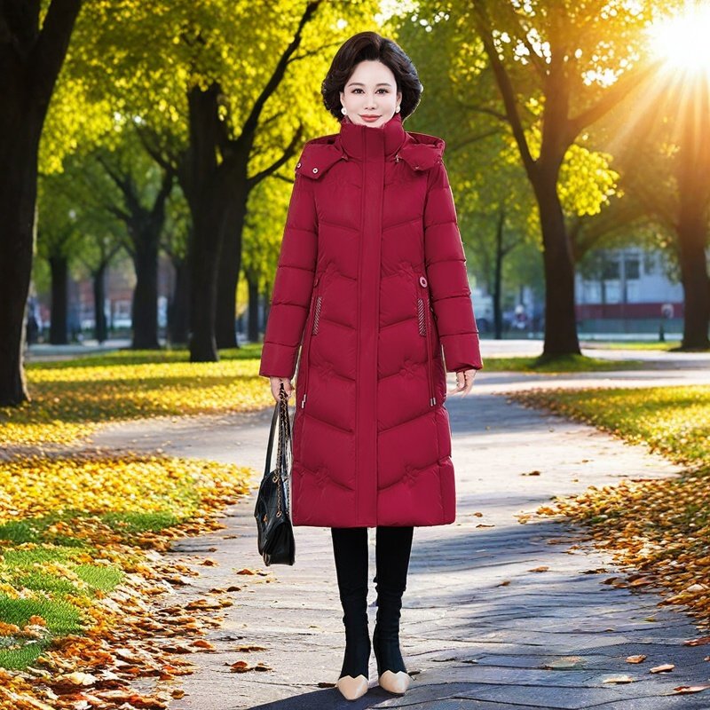 【专属】新款棉服女长款过膝冬季加厚妈妈棉袄冬装保暖外套【86】