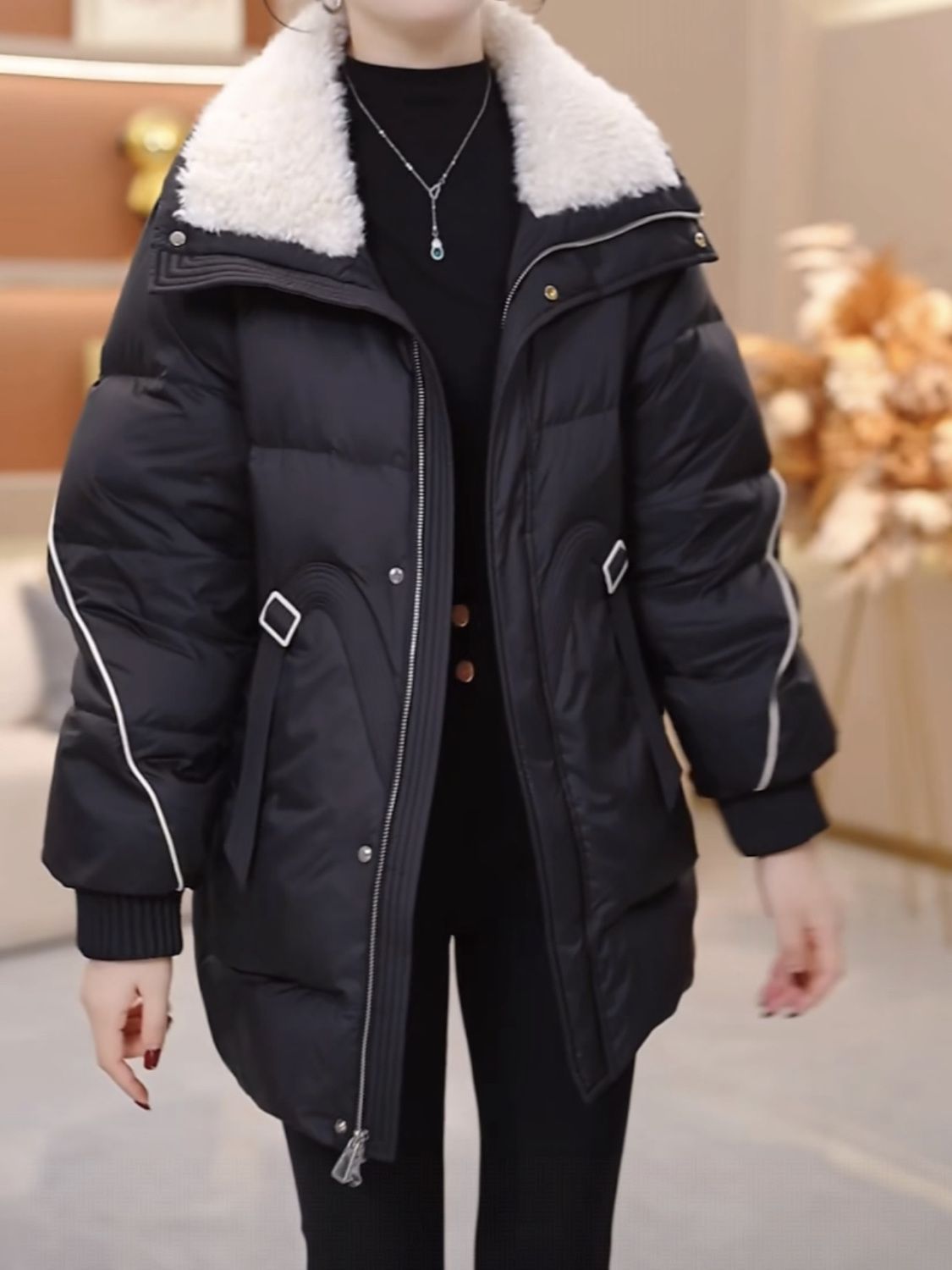 高级免洗五防国标鸭绒羽绒服2025冬季中长款新款加厚保暖时尚外套