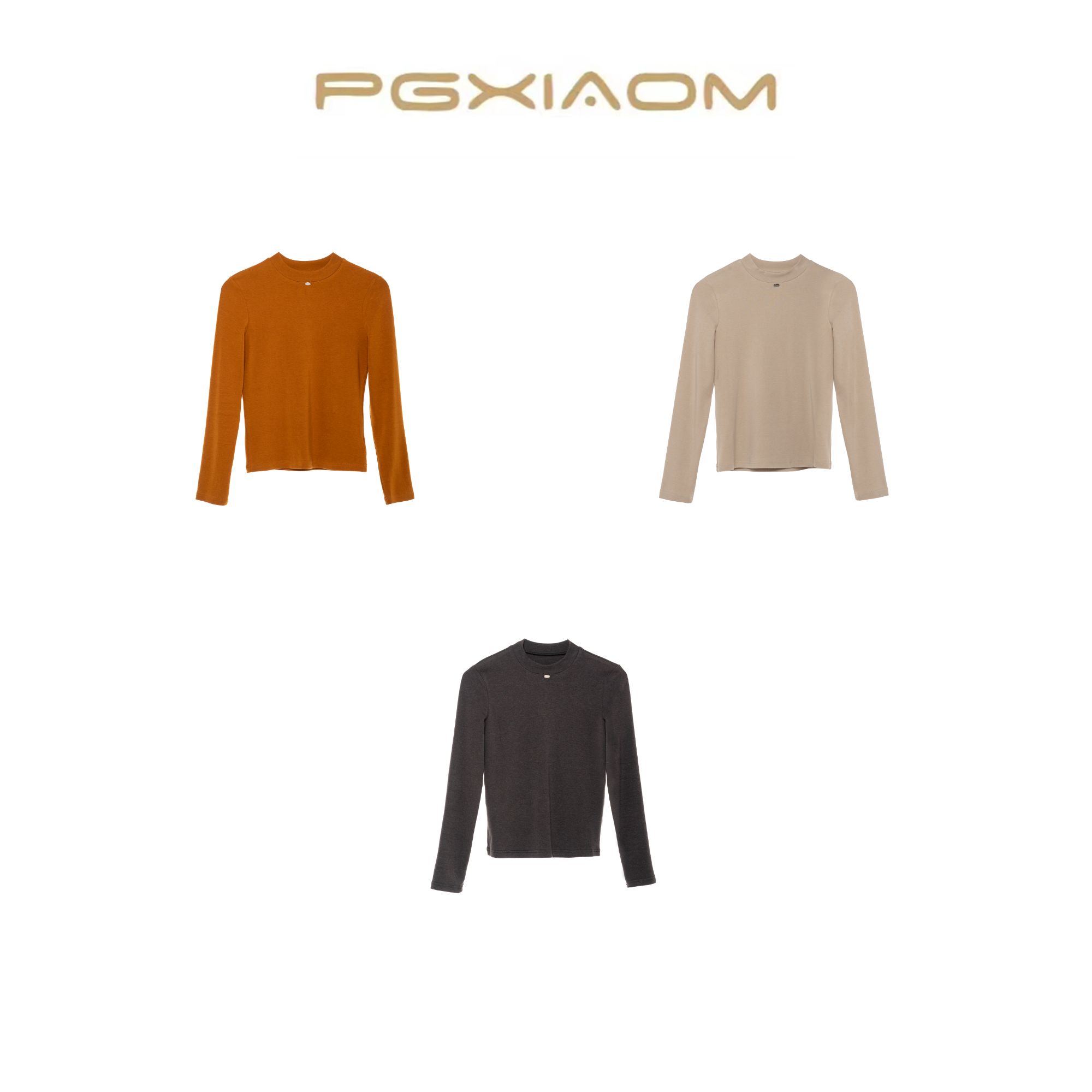【PGXIAOM】润秀定制 灰 橘 豆绿三色中领打底上衣SY10366