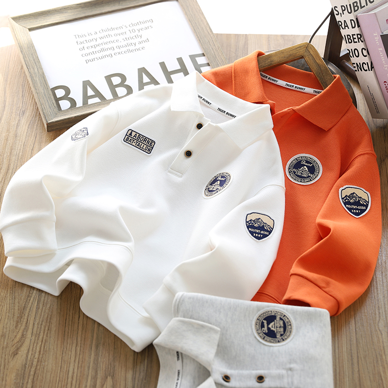 男童卫衣POLO衫2025春秋新款儿童休闲套头衫中大童翻领帅气上衣潮