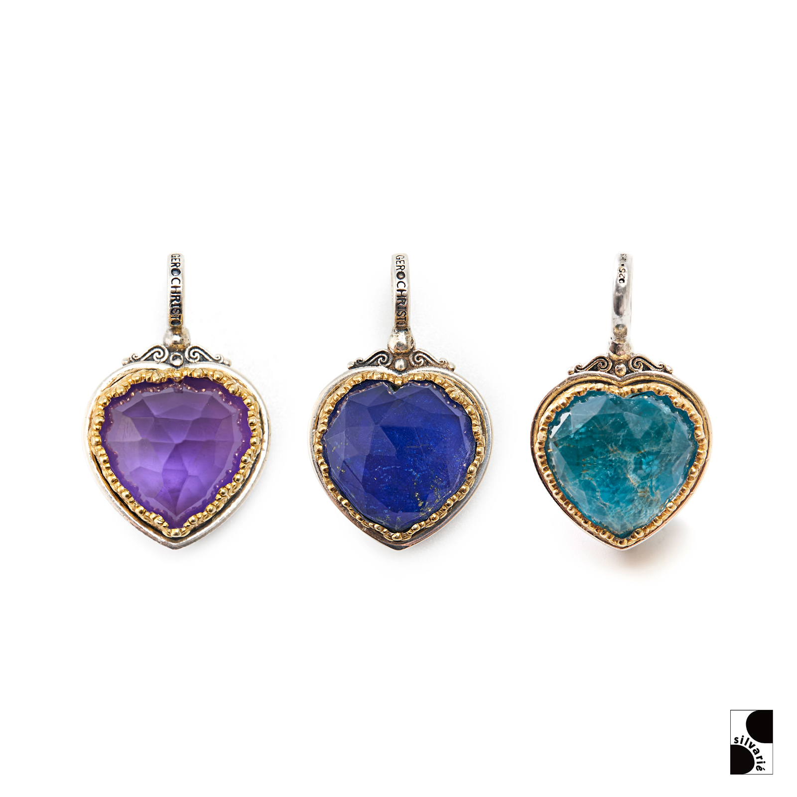 吊坠925银 =silvarie=GEROCHRISTO 希腊制复古爱心形宝石纯银吊坠