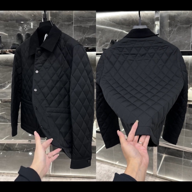 秋冬男士百搭高品质轻奢拼接条绒薄绵外套1958