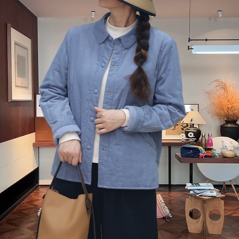 韩系减龄纯色polo领外套女秋冬新款舒适保暖百搭耐看单排扣上衣