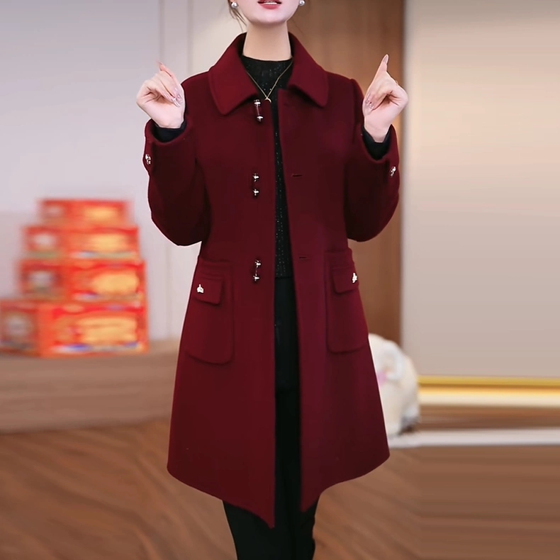 时尚羊毛外套羽绒服2025冬新款气质显瘦可拆卸羽绒内胆中长款大衣