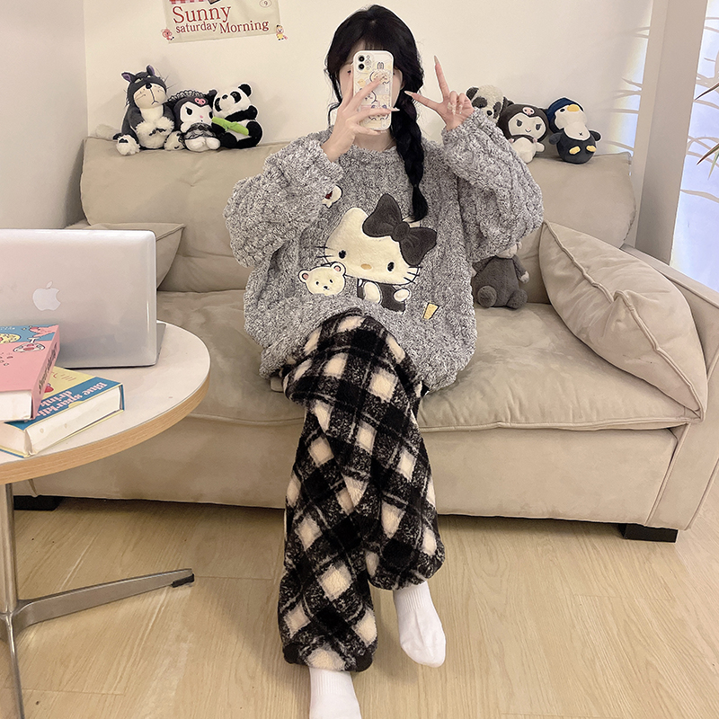 珊瑚绒睡衣女款爆款2025新款秋冬季法兰绒加绒加厚家居服加大码