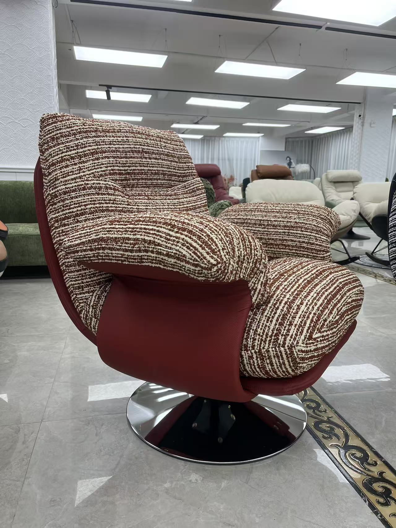 贝果转椅意式轻奢可拆洗旋转椅布艺复古单人沙发椅客厅阳台懒人椅