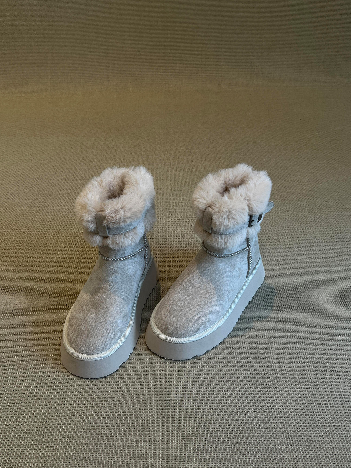 5CM增高厚底雪地靴女复古皮毛一体短靴冬季加绒保暖东北毛毛棉鞋