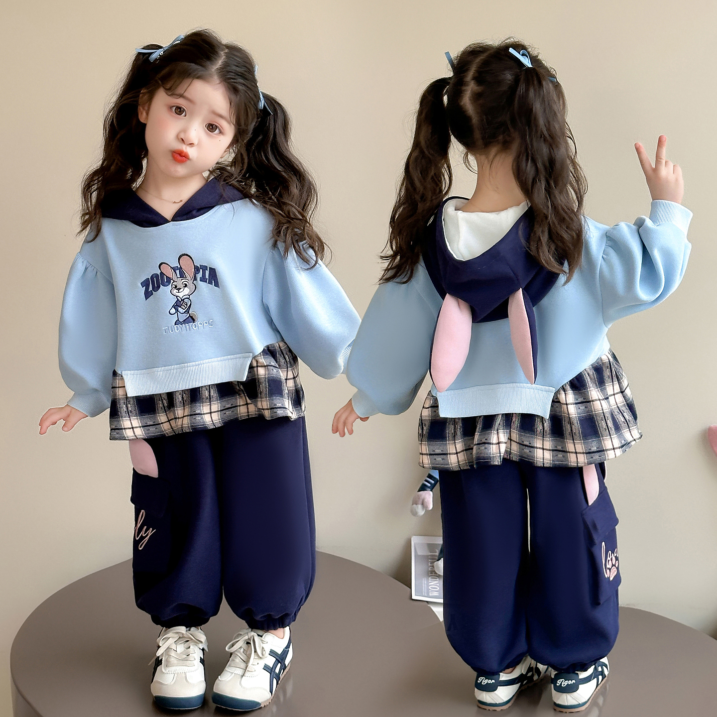 女童套装卡通兔子警官儿童休闲卫衣两件套女孩宝宝春秋装2025新款