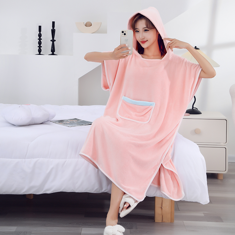 斜月三星成人儿童亲子浴袍浴衣大号宽松可穿裹浴巾春夏吸水柔软