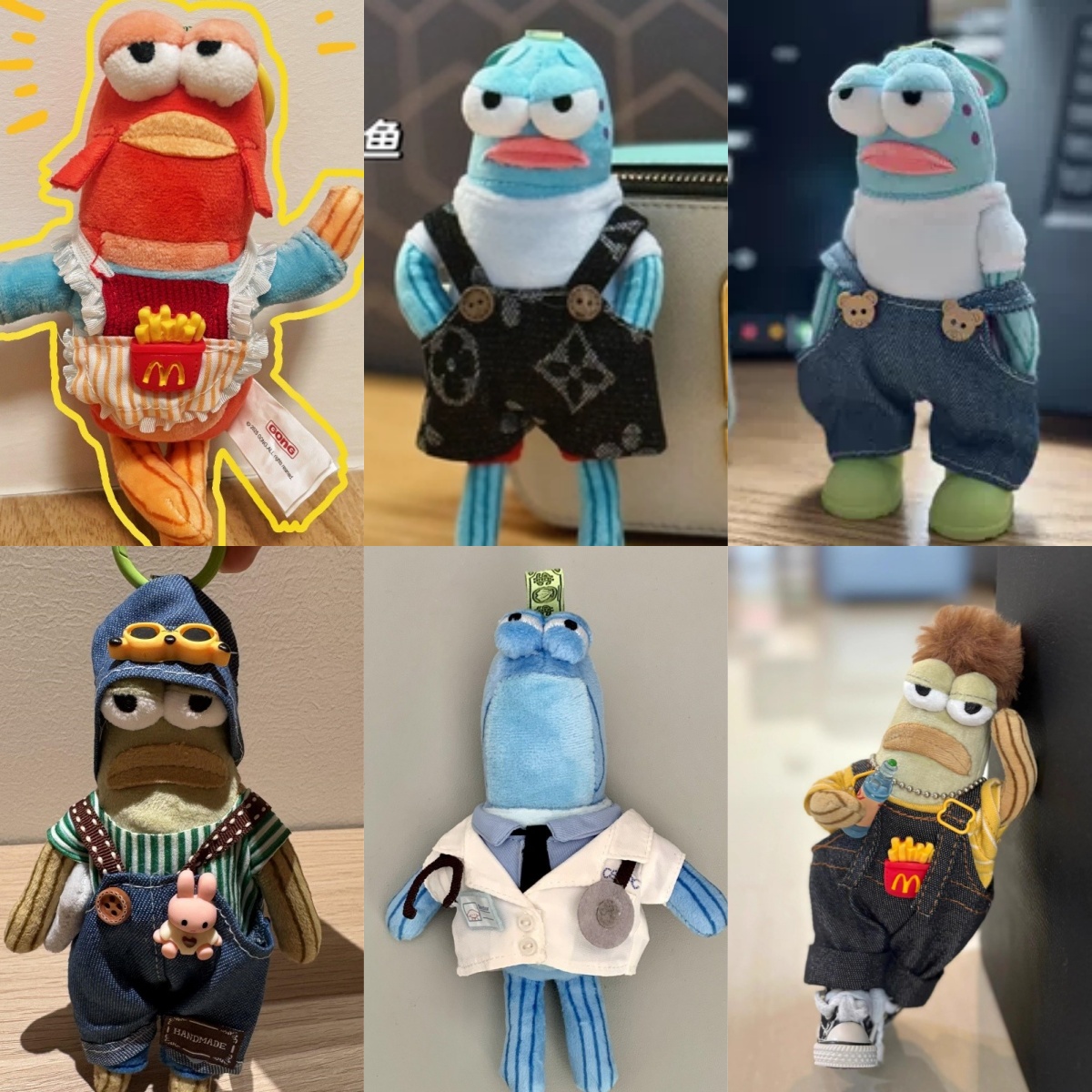 泡泡玛特比奇堡的居民们衣服酷酷鱼娃衣呆呆鱼丑鱼打工鱼挂件玩偶