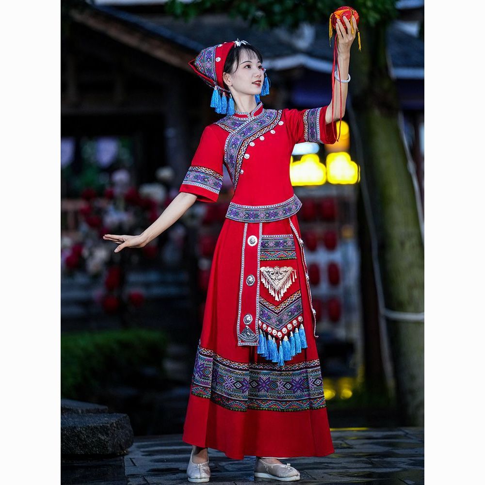 【店铺热销】新三月三广西壮服民族服饰女成人壮族舞蹈服装瑶族歌圩