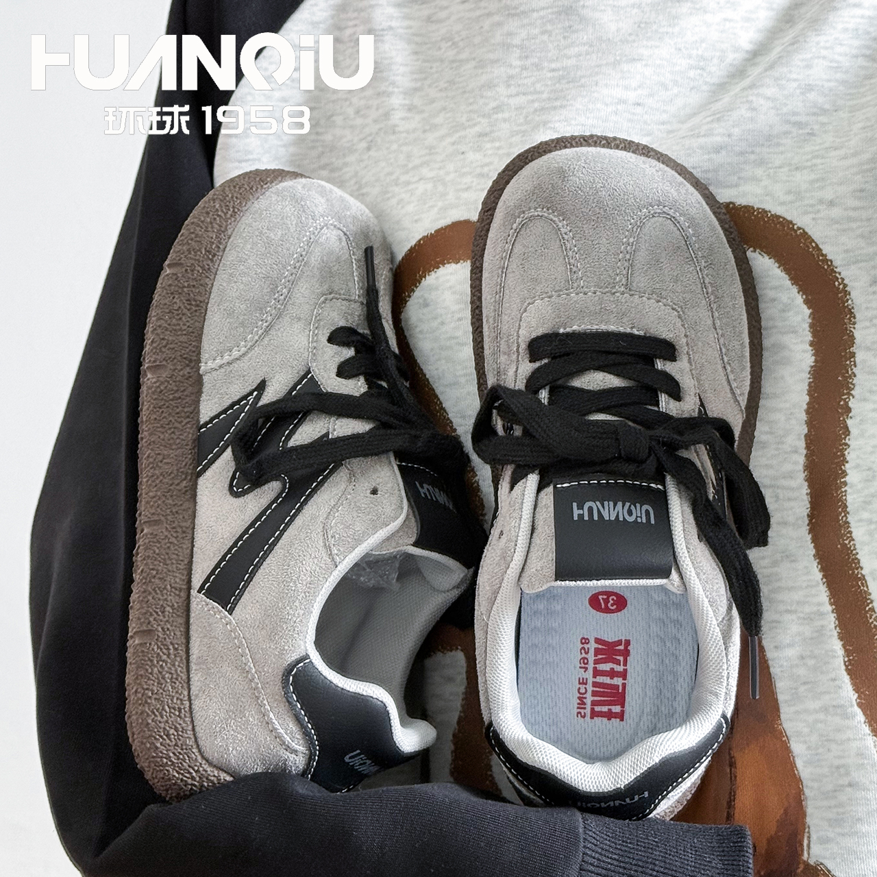 环球2025秋季新款运动百搭时尚休闲鞋舒适轻便显脚小板鞋复古女鞋