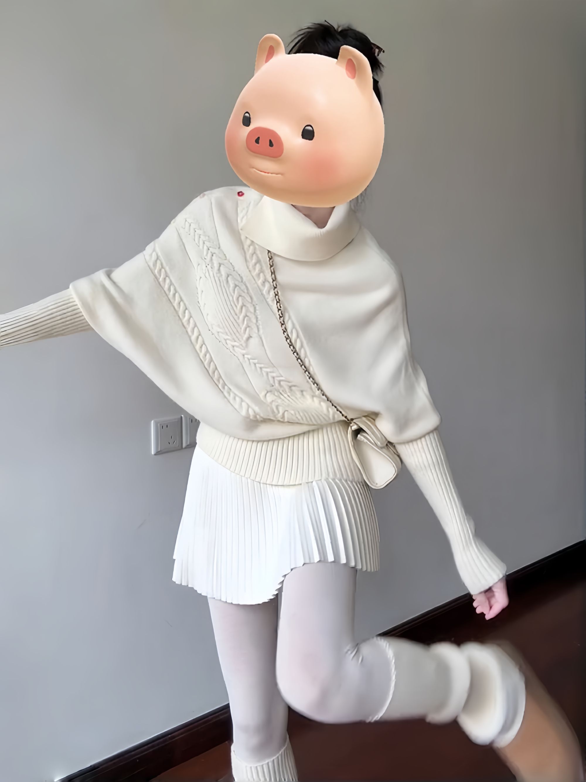 甜美慵懒风高领蝙蝠袖针织毛衣2025秋冬新款韩系洋气减龄上衣女装