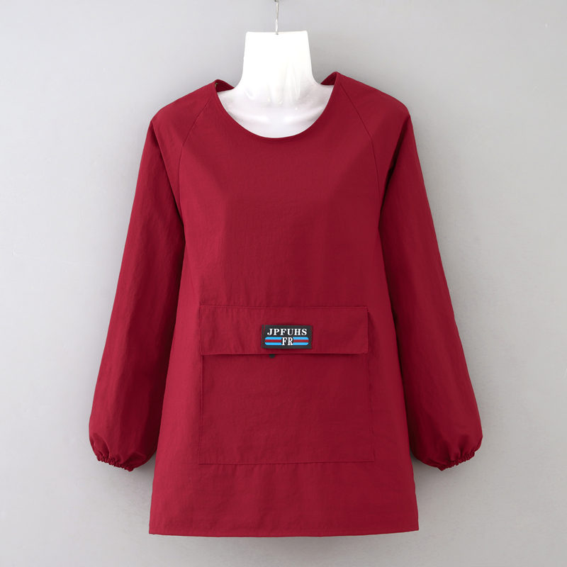 纯色长袖罩衣短款小个子半身围裙防水定制logo印字工作服男女同款