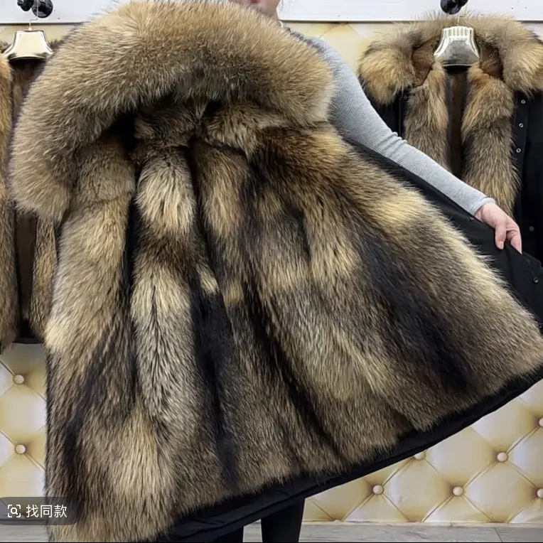 【SJ-极寒貉派克王】男士中长款商务休闲皮毛一体冬季加厚保暖外套