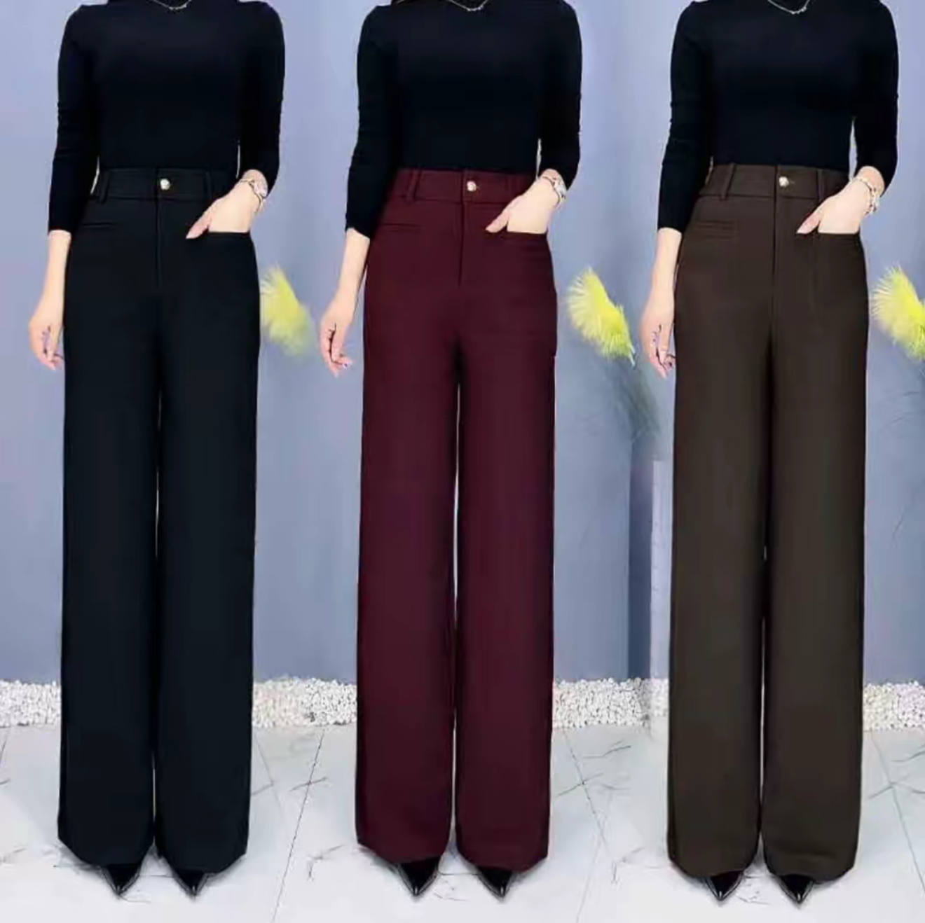 高腰垂感直筒阔腿女裤春秋季显瘦百搭休闲时尚裤子