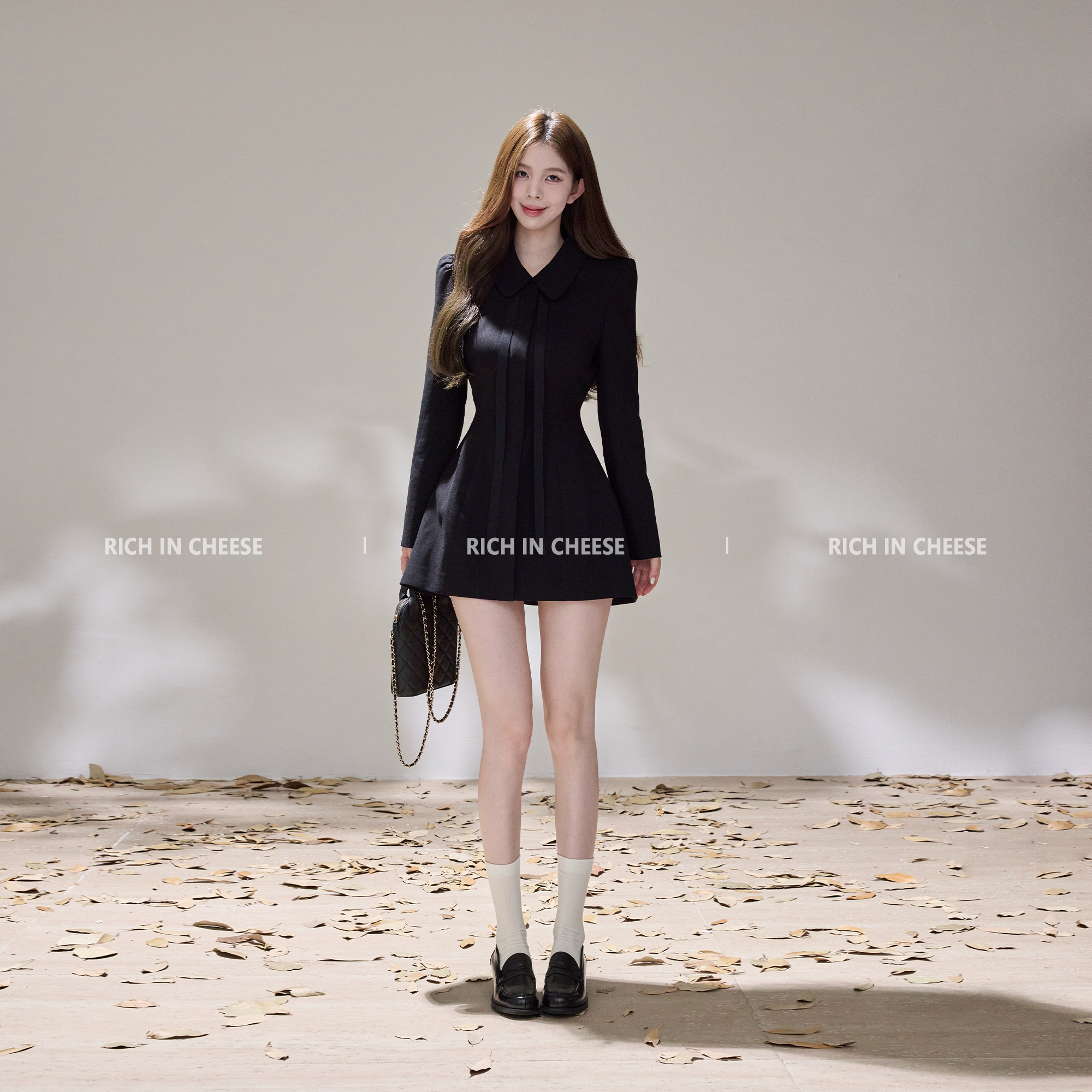 RICHINCHEESE 私人定制 千金感立裁收腰气质连衣裙短裙