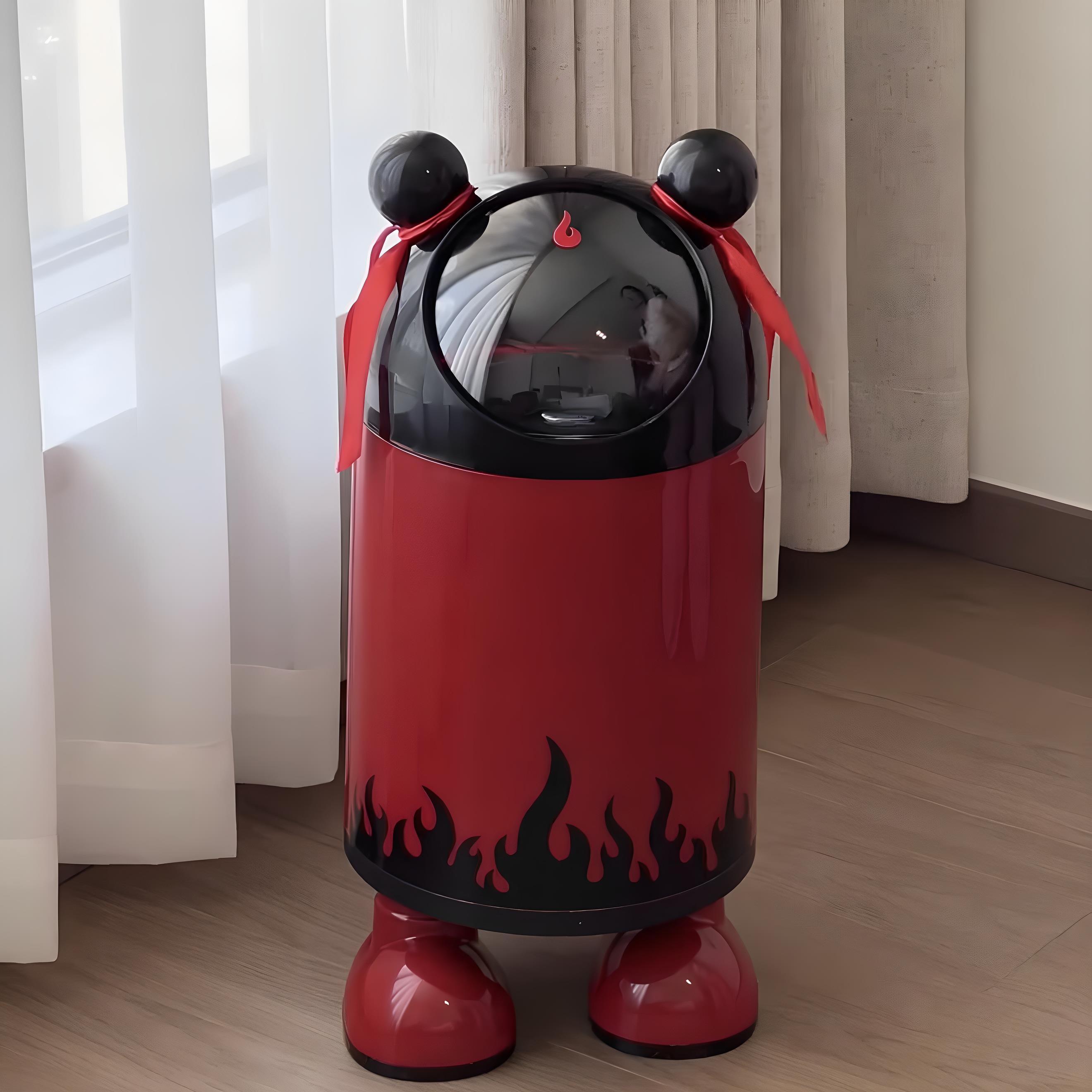 【新家的100个快递】红色垃圾桶家用搞怪带盖无异味高颜值废纸篓