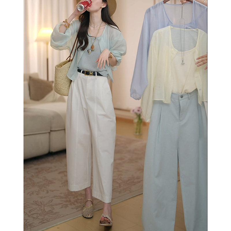 2025春夏新款两件套上衣+修身九分裤时尚套装女LK2503278