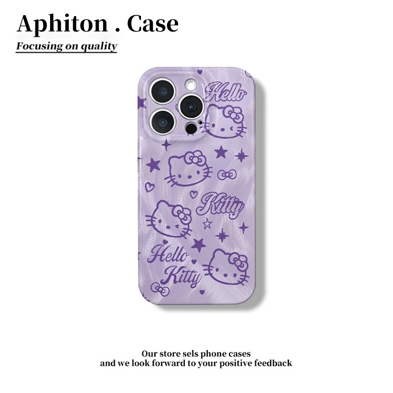 适用满屏紫晕染kt头苹果16promax菲林手机壳华为vivo小米15oppo